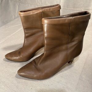 Isabell Marant Brown Leather Mid-Calf Heeled Italian Boots